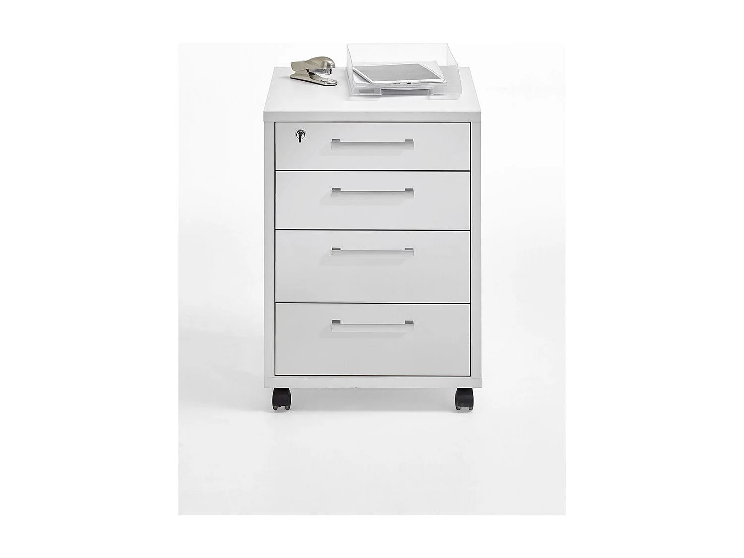 Caisson de Bureau 4 Tiroirs "Kazed" 65cm Blanc