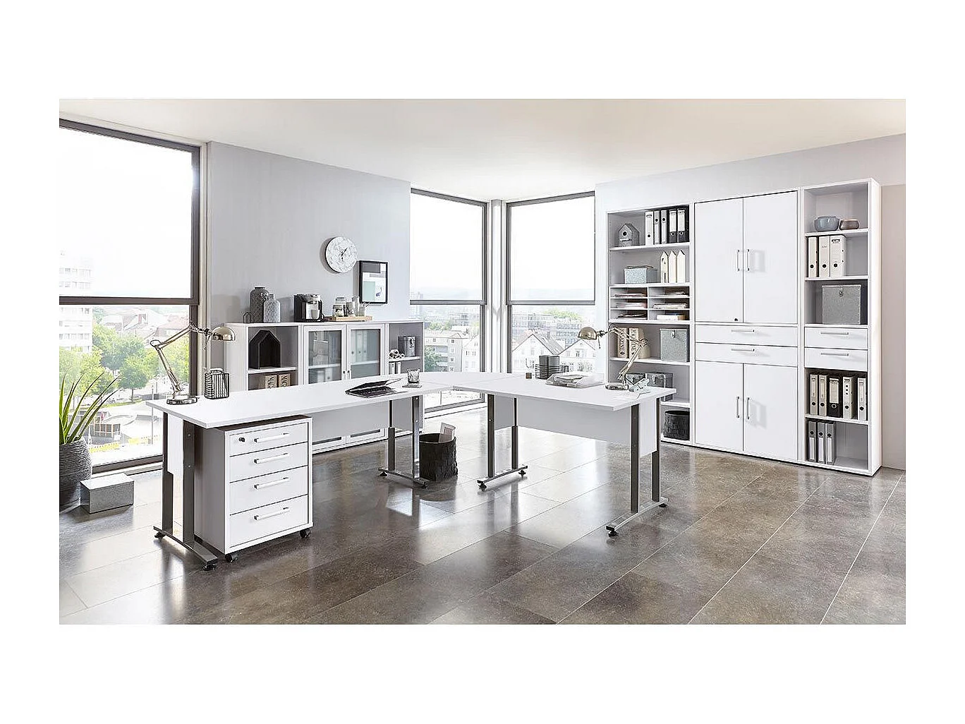 Caisson de Bureau 4 Tiroirs "Kazed" 65cm Blanc