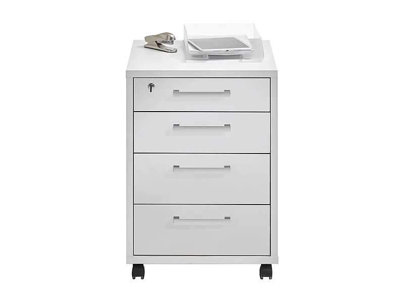 Caisson de Bureau 4 Tiroirs "Kazed" 65cm Blanc