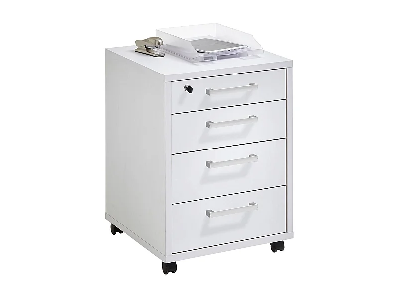 Caisson de Bureau 4 Tiroirs "Kazed" 65cm Blanc