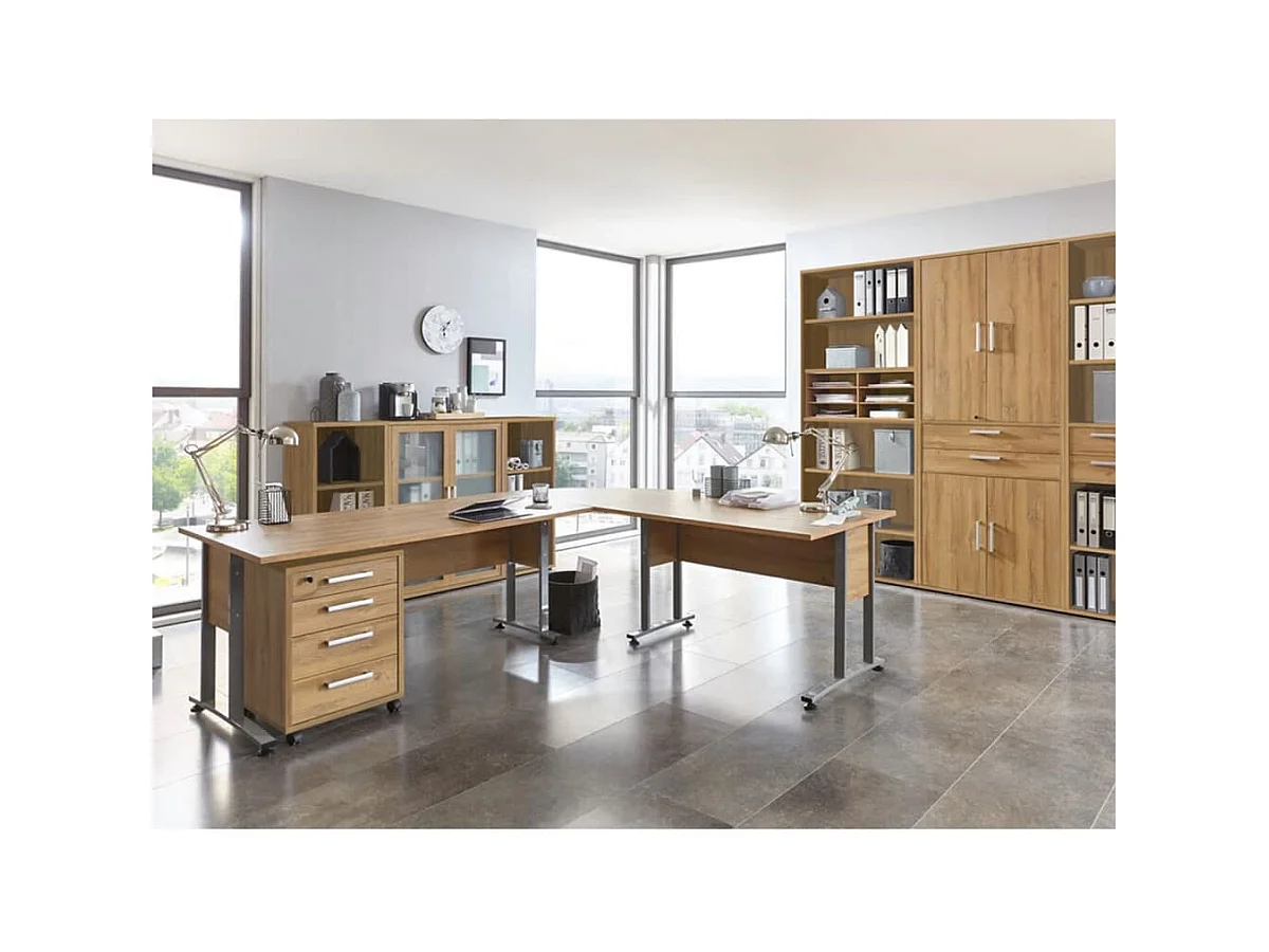 Caisson de Bureau 4 Tiroirs "Kazed" 65cm Chêne