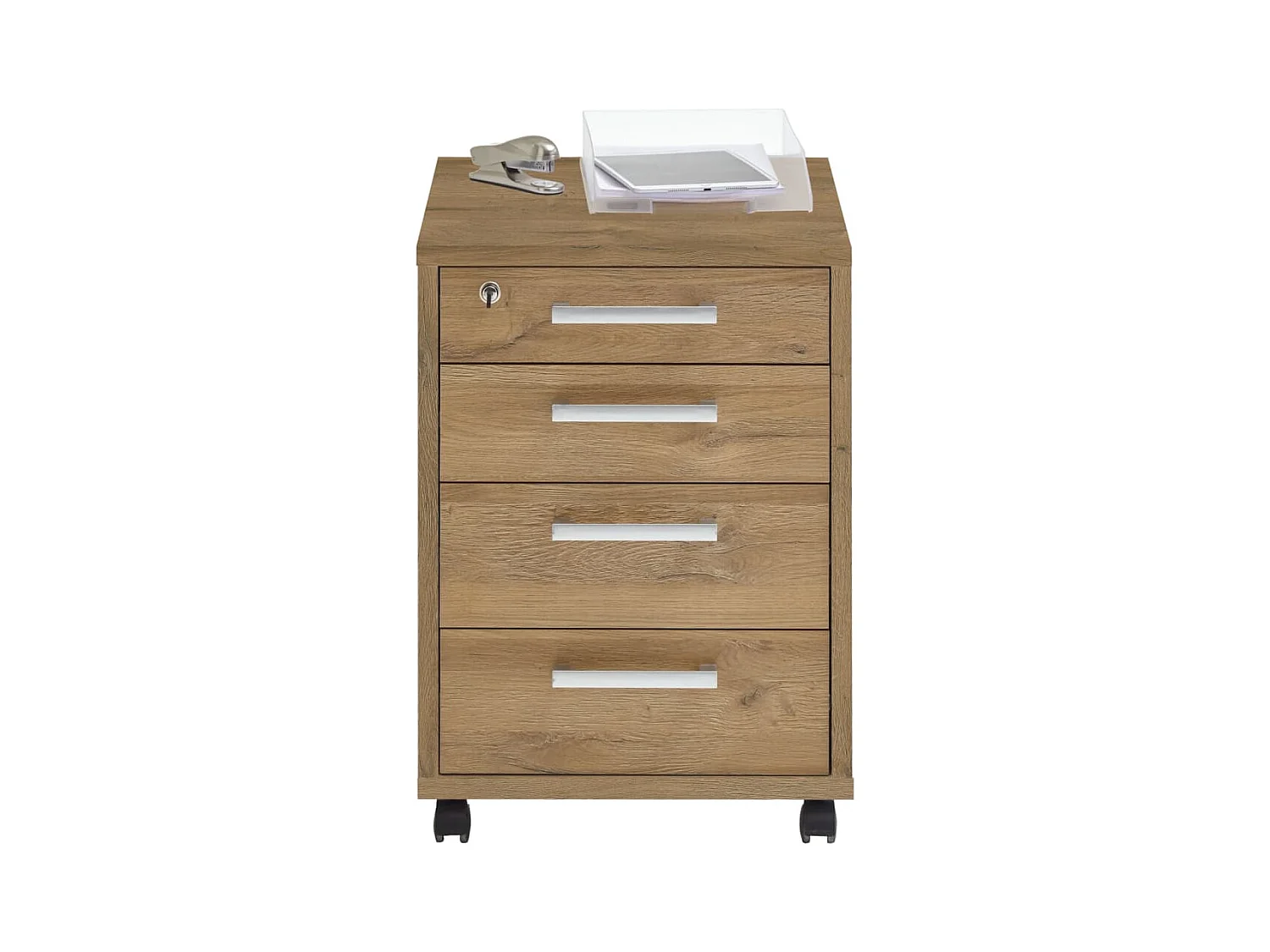 Caisson de Bureau 4 Tiroirs "Kazed" 65cm Chêne