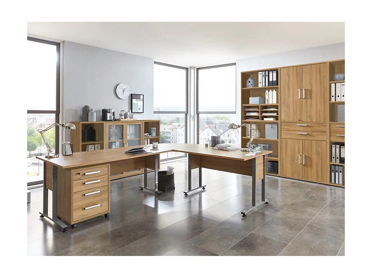 Caisson de Bureau 4 Tiroirs "Kazed" 65cm Chêne