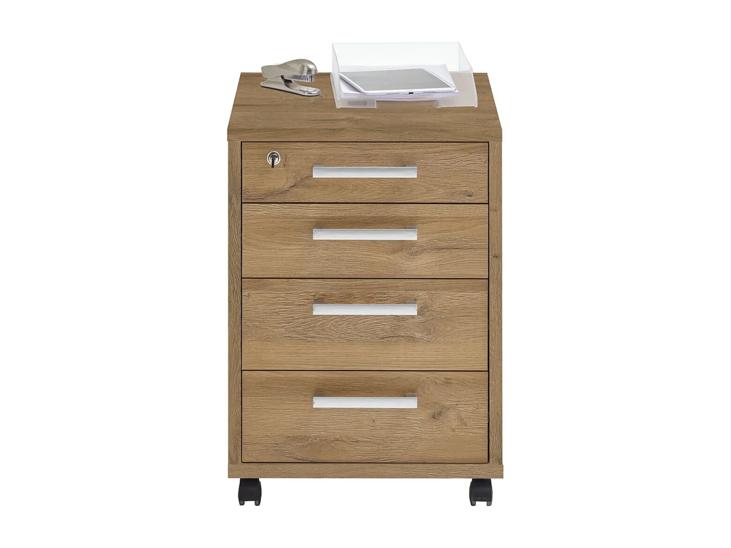 Caisson de Bureau 4 Tiroirs "Kazed" 65cm Chêne