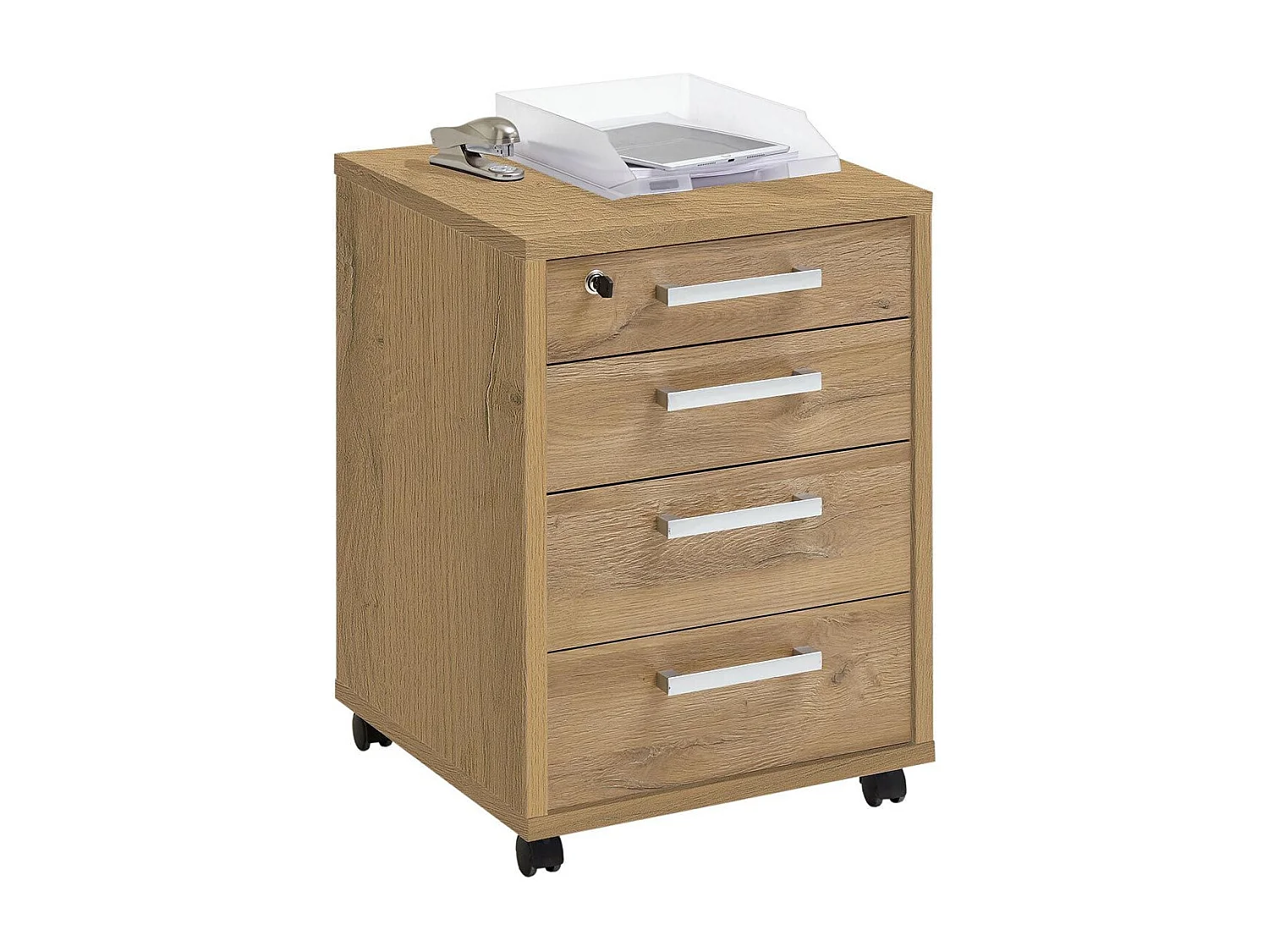 Caisson de Bureau 4 Tiroirs "Kazed" 65cm Chêne