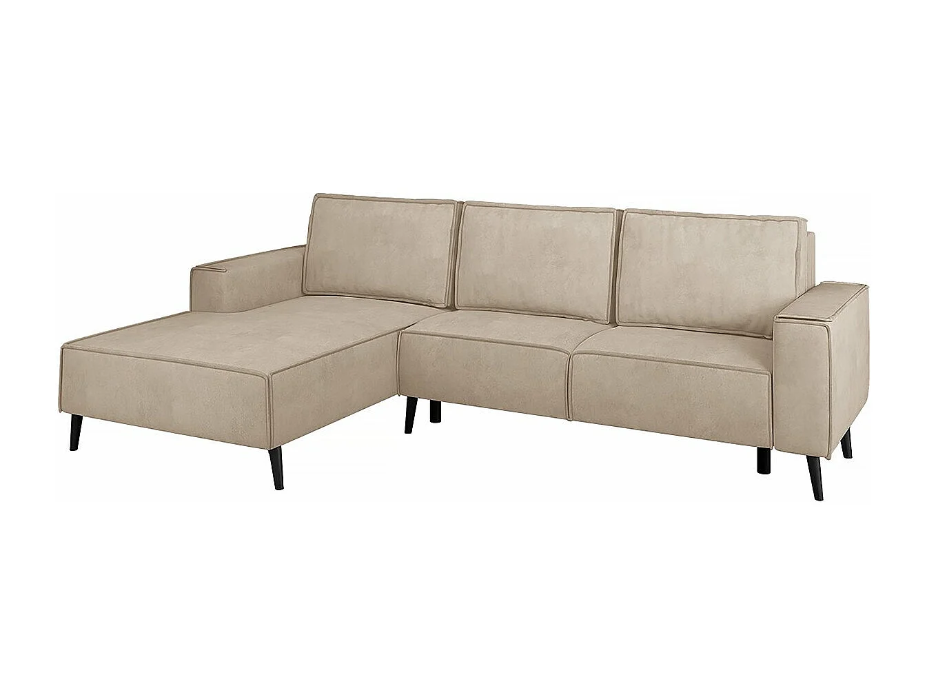 Canapé d'angle convertible avec coffre "Motelos" - 3 places - Tissu - Beige