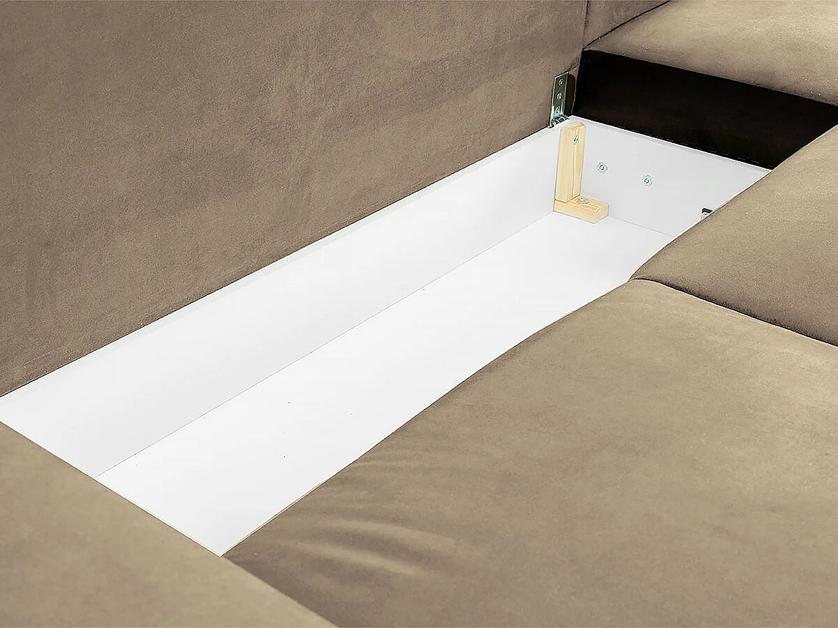 Canapé d'angle convertible avec coffre "Motelos" - 3 places - Tissu - Beige