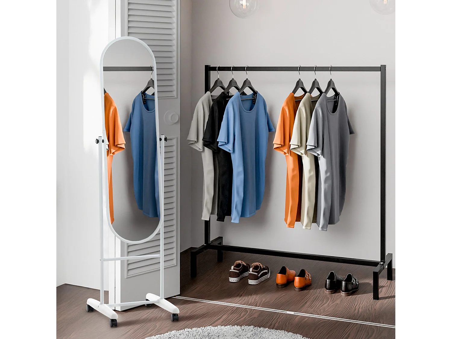 Miroir sur pieds - Métal - Blanc - Nane