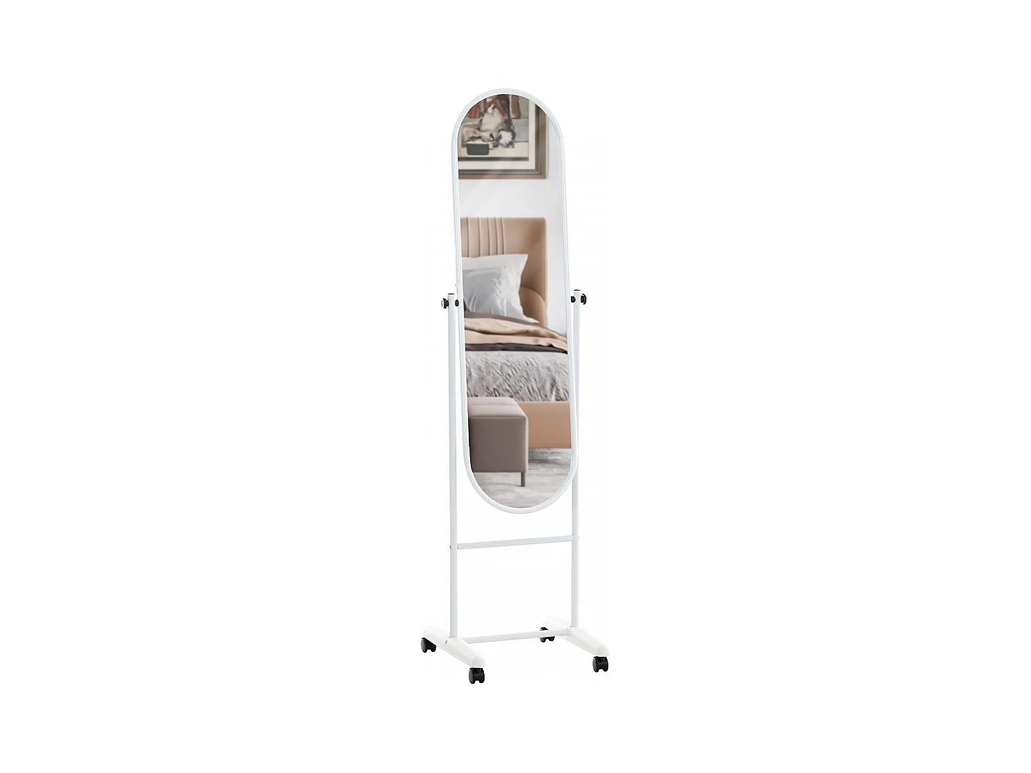 Miroir sur pieds - Métal - Blanc - Nane