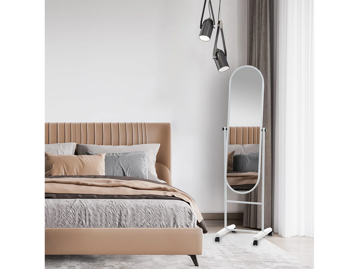 Miroir sur pieds - Métal - Blanc - Nane