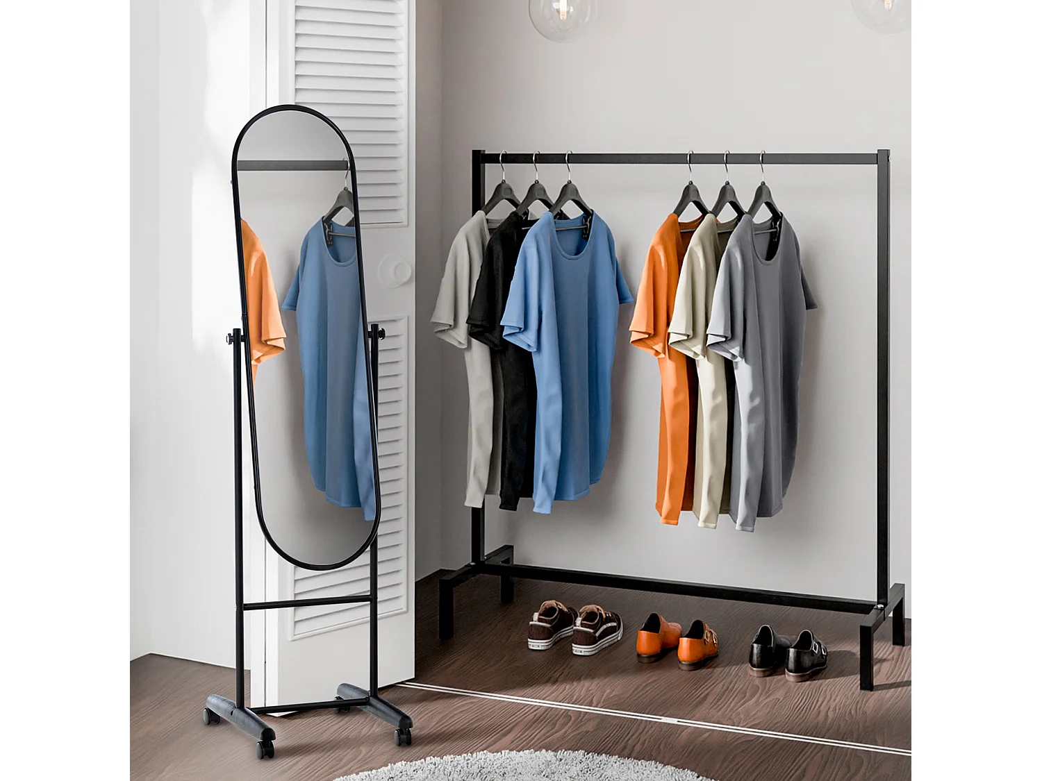 Miroir sur pieds - Métal - Noir - Nane