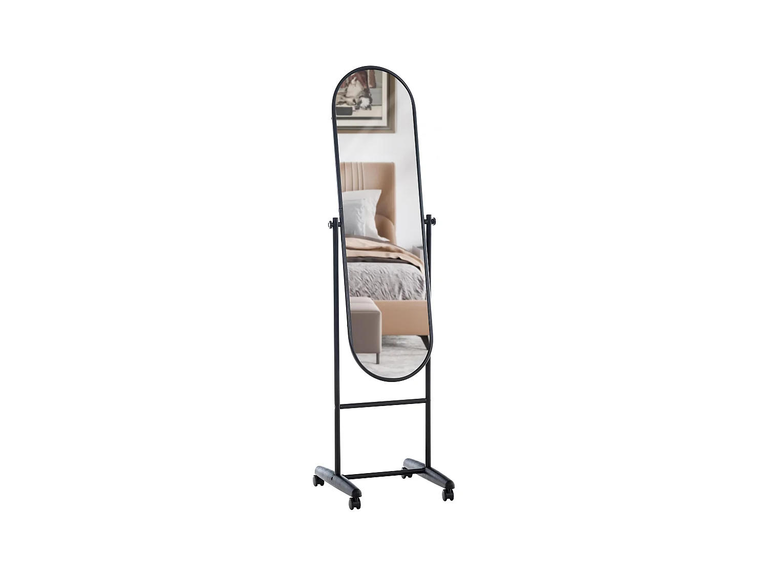 Miroir sur pieds - Métal - Noir - Nane