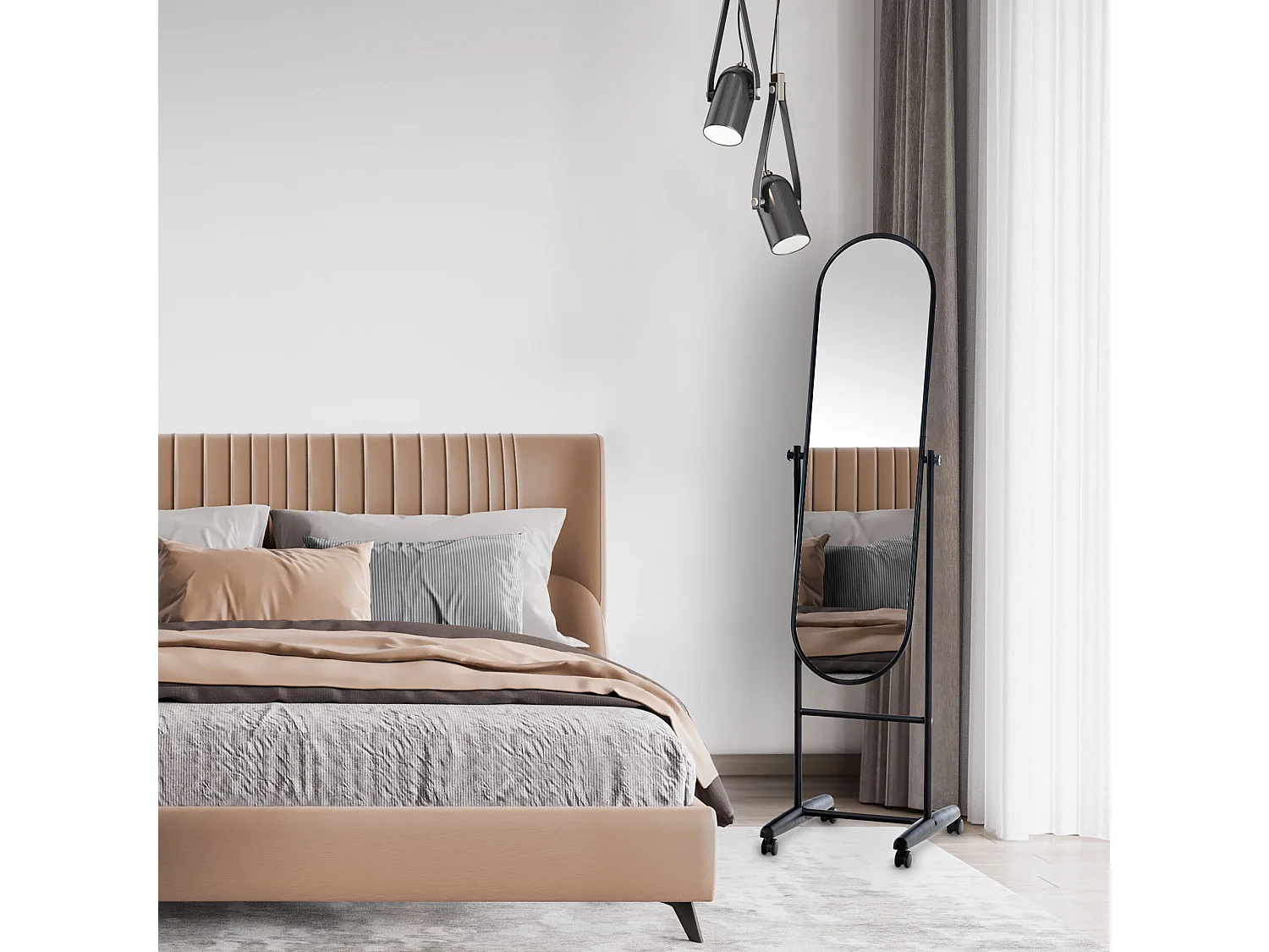 Miroir sur pieds - Métal - Noir - Nane