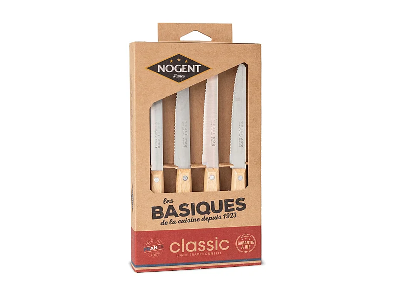 Nogent 3 Etoiles Coffret de 4 couteaux de table hêtre - 00086 v