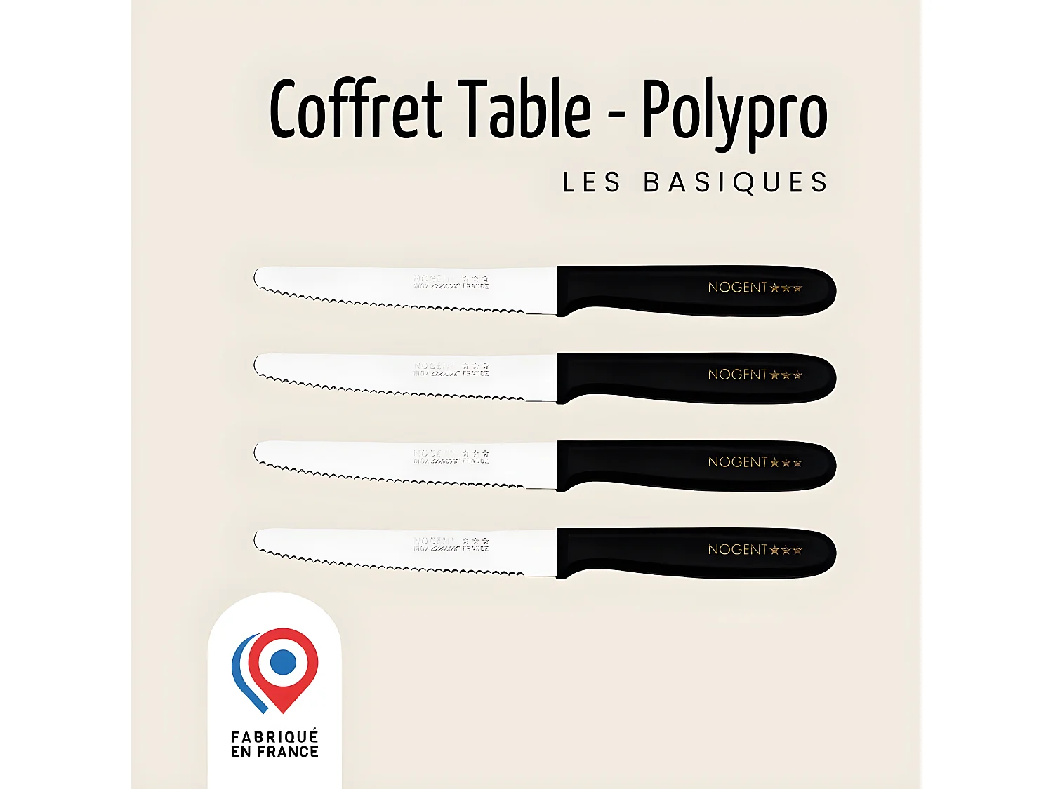 Nogent 3 Etoiles Coffret de 4 couteaux de table noir - 00095v