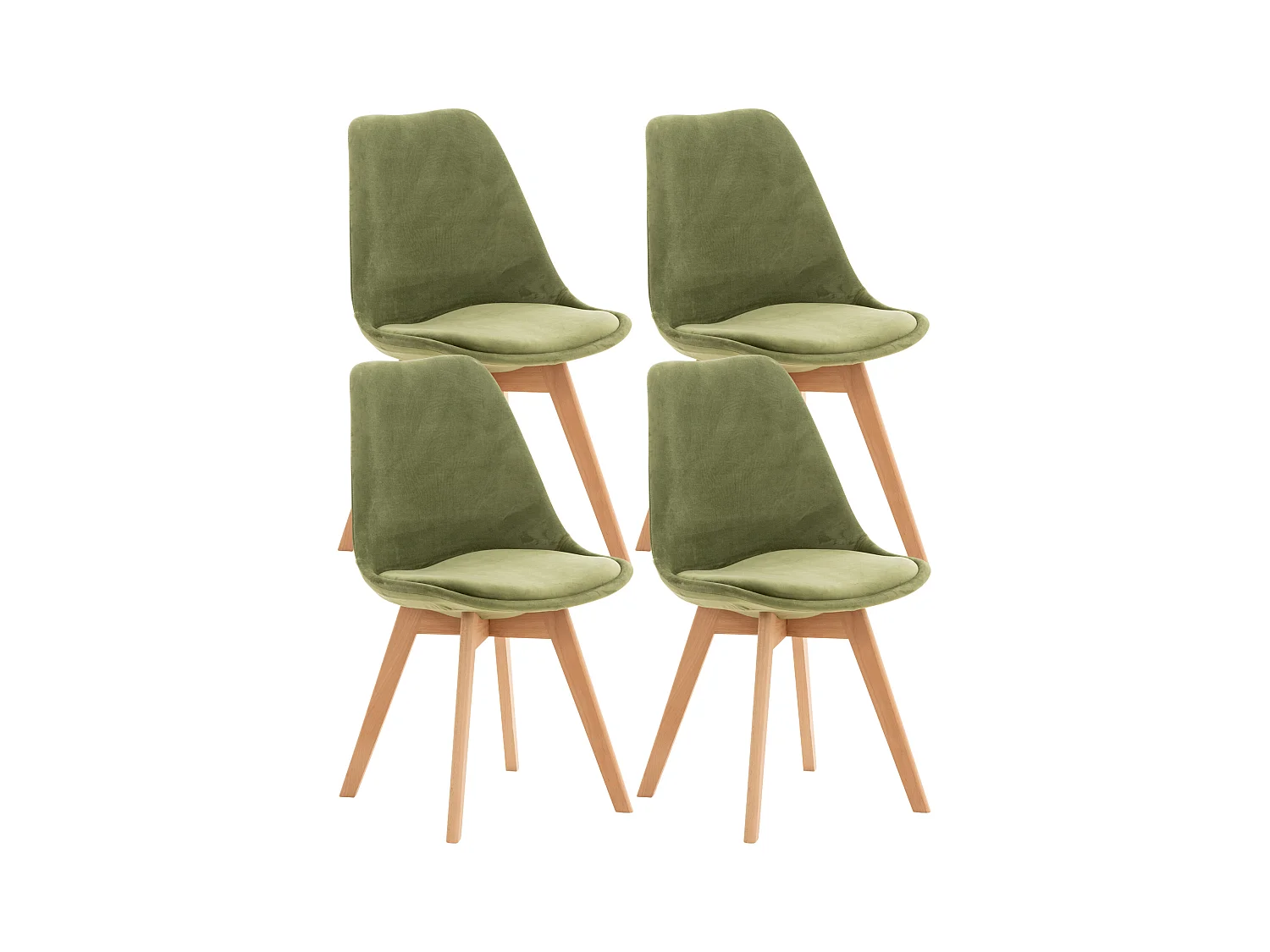 Lot de 4  chaise salle à manger - Velours - Vert clair - Linares