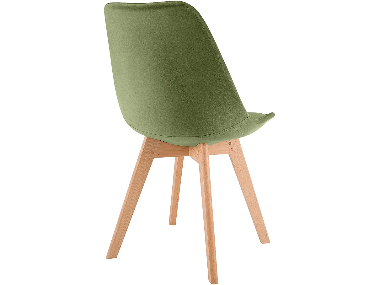 Lot de 4  chaise salle à manger - Velours - Vert clair - Linares