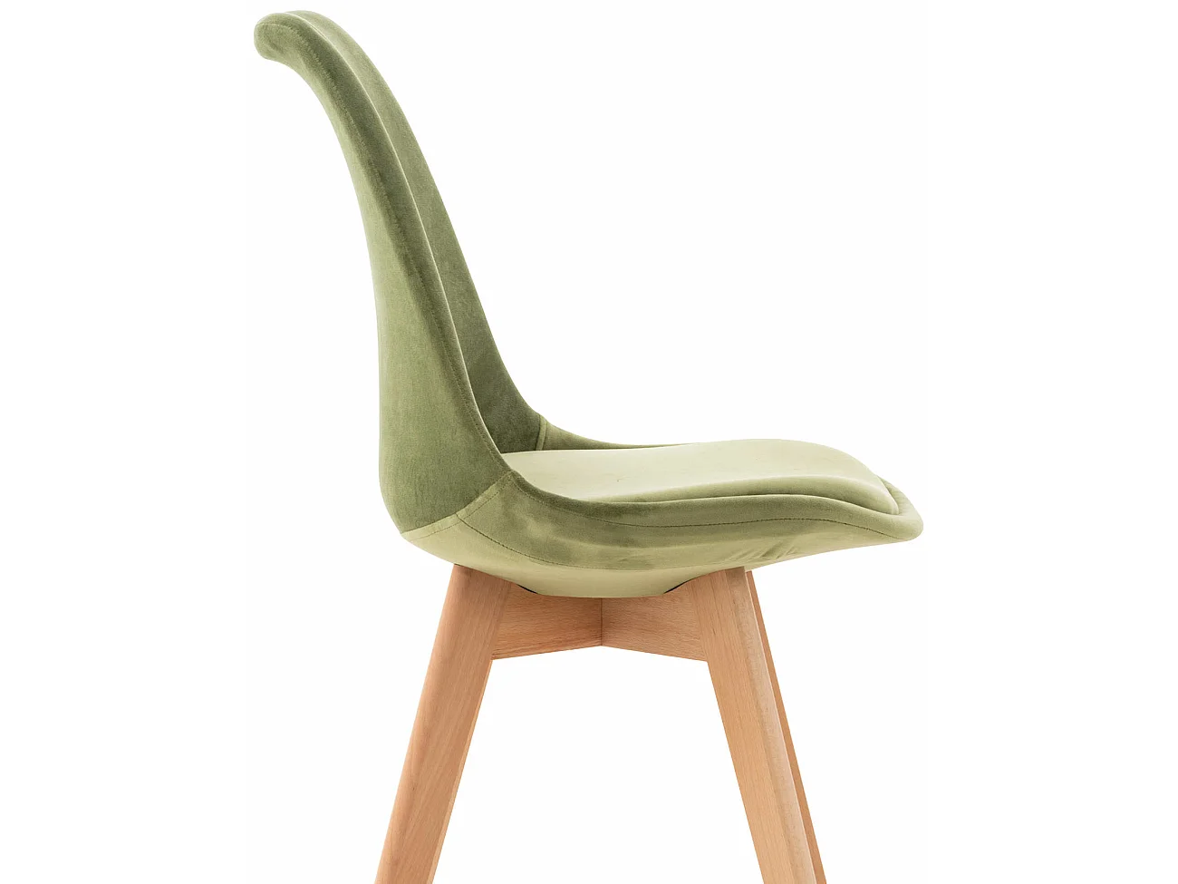 Lot de 4  chaise salle à manger - Velours - Vert clair - Linares