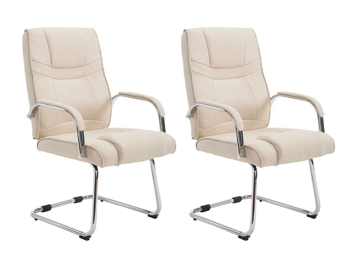 2er Set Freischwinger Stuhl - Stoff & natura - creme - Attila