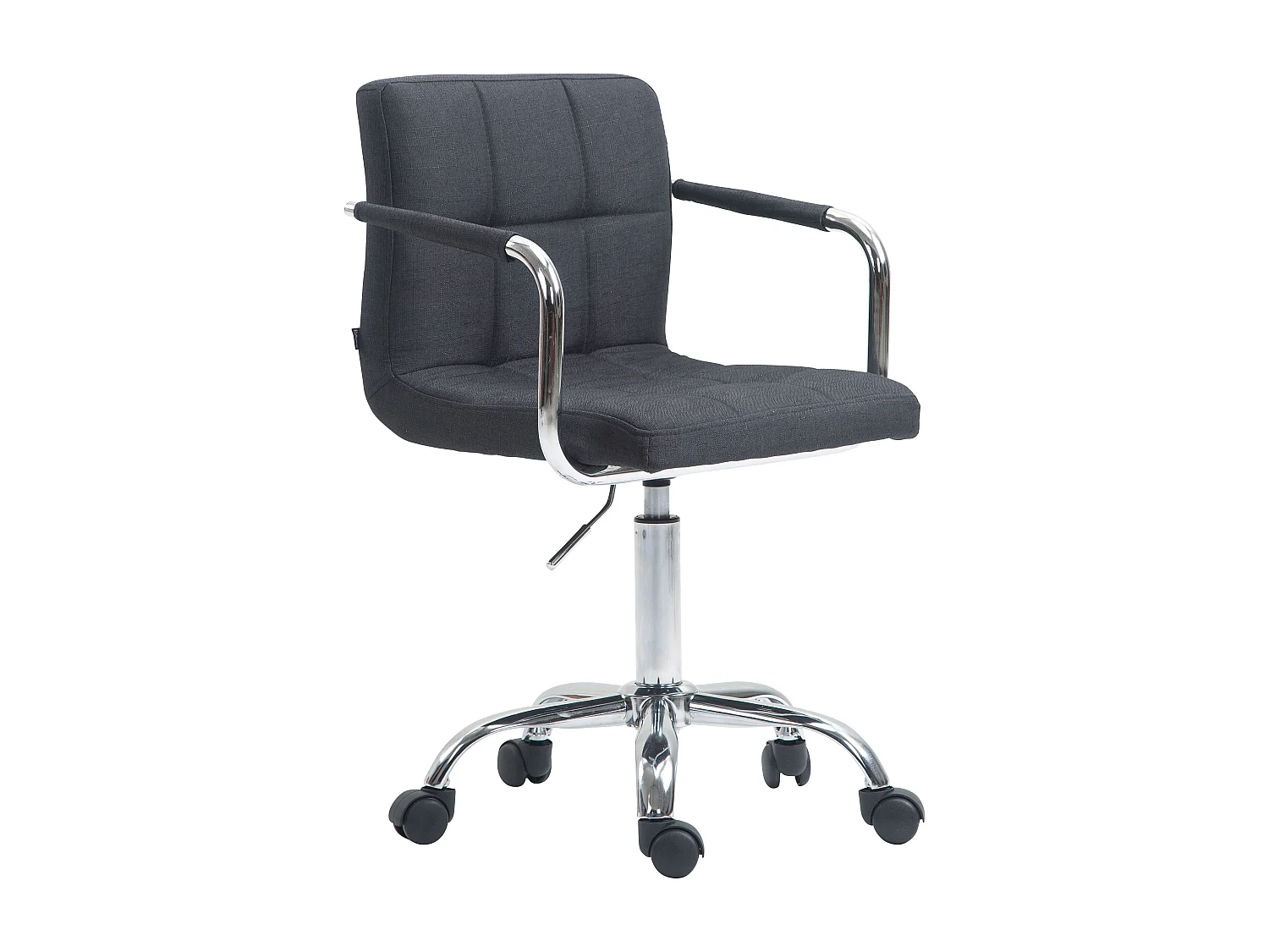 Chaise de bureau - Tissu & Métal chromé - Gris foncé - Lucy V2