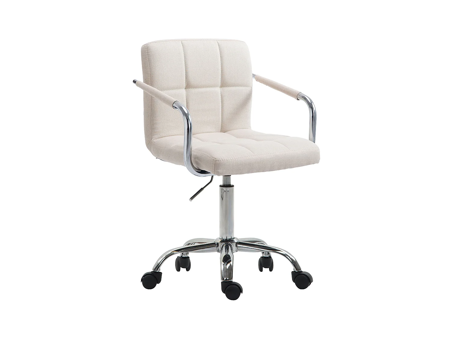 Chaise de bureau - Tissu & Métal chromé - Beige - Lucy V2
