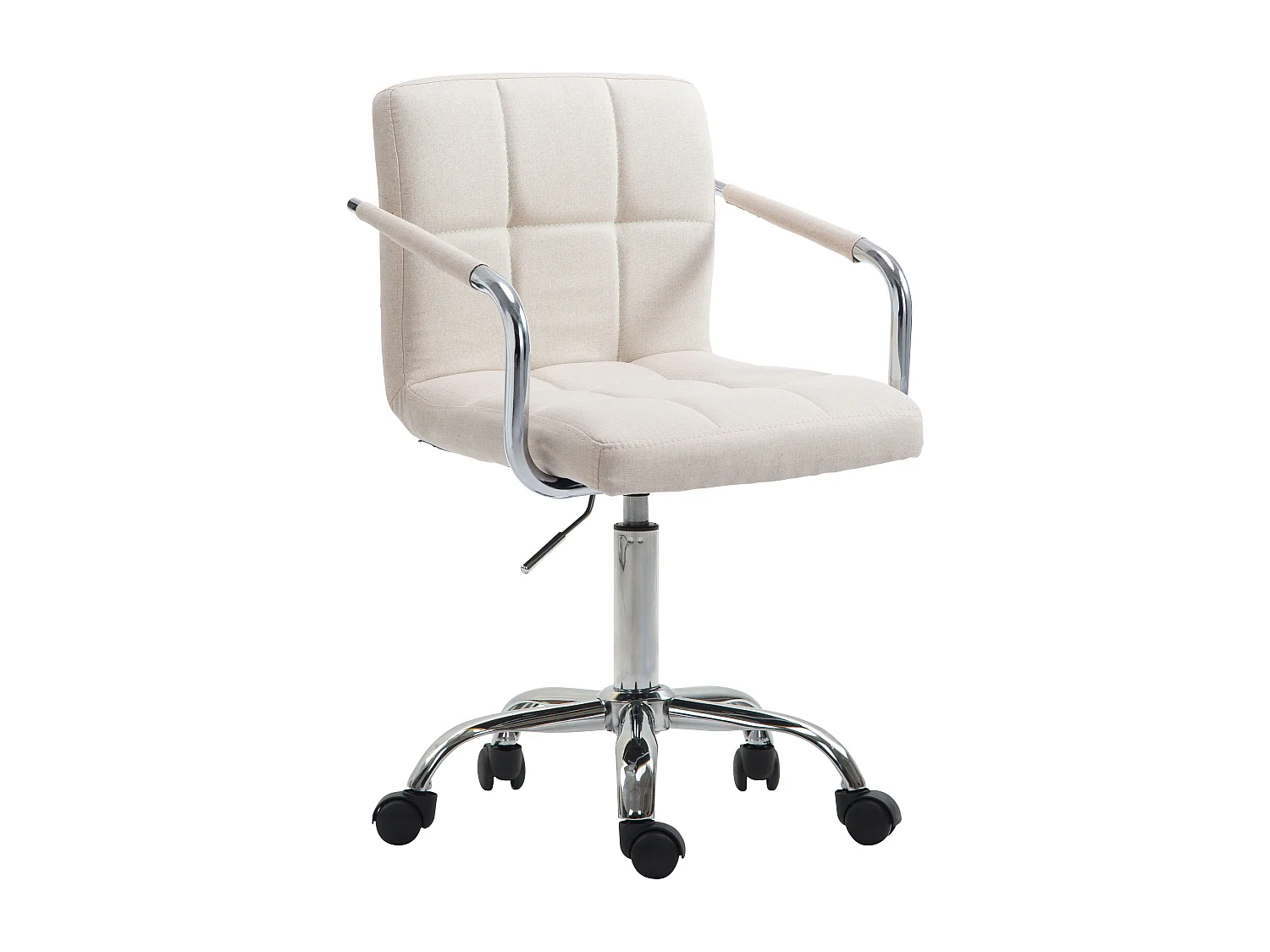 Chaise de bureau - Tissu & Métal chromé - Beige - Lucy V2