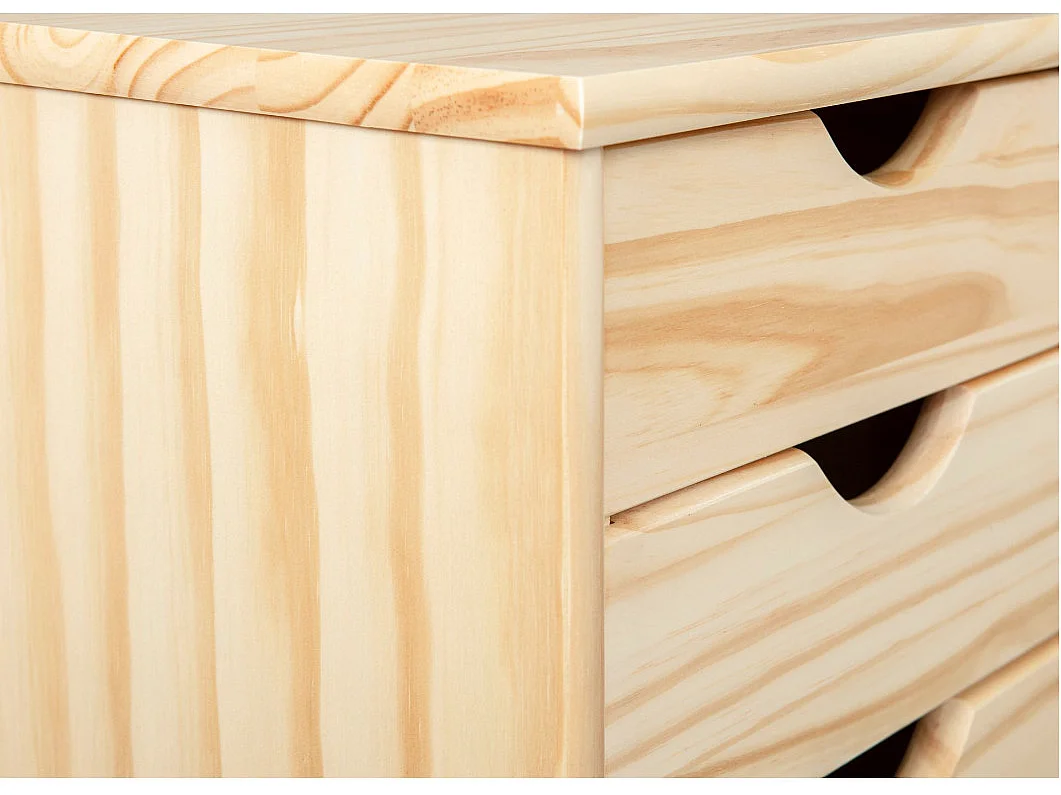 Sali naturel gelakt massief grenen ladeblok op wielen