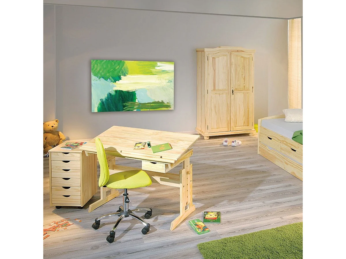 Caisson de Bureau 6 Tiroirs "School" 65cm Naturel