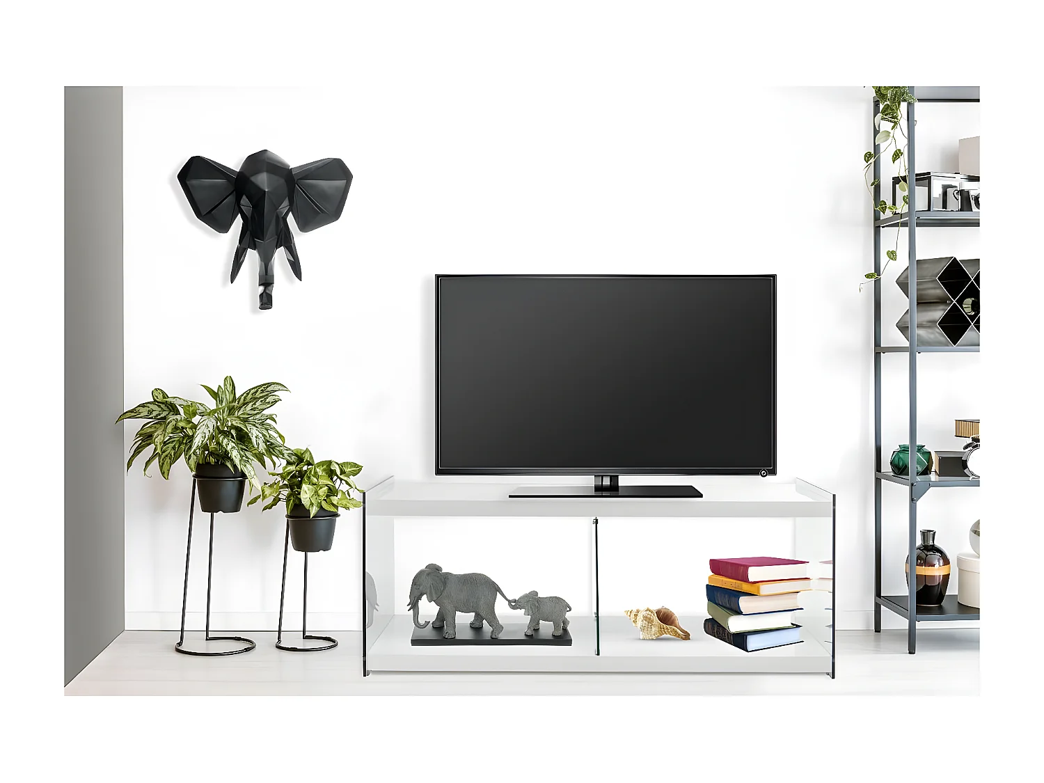 Meuble TV Design "Elementary" 120cm Blanc