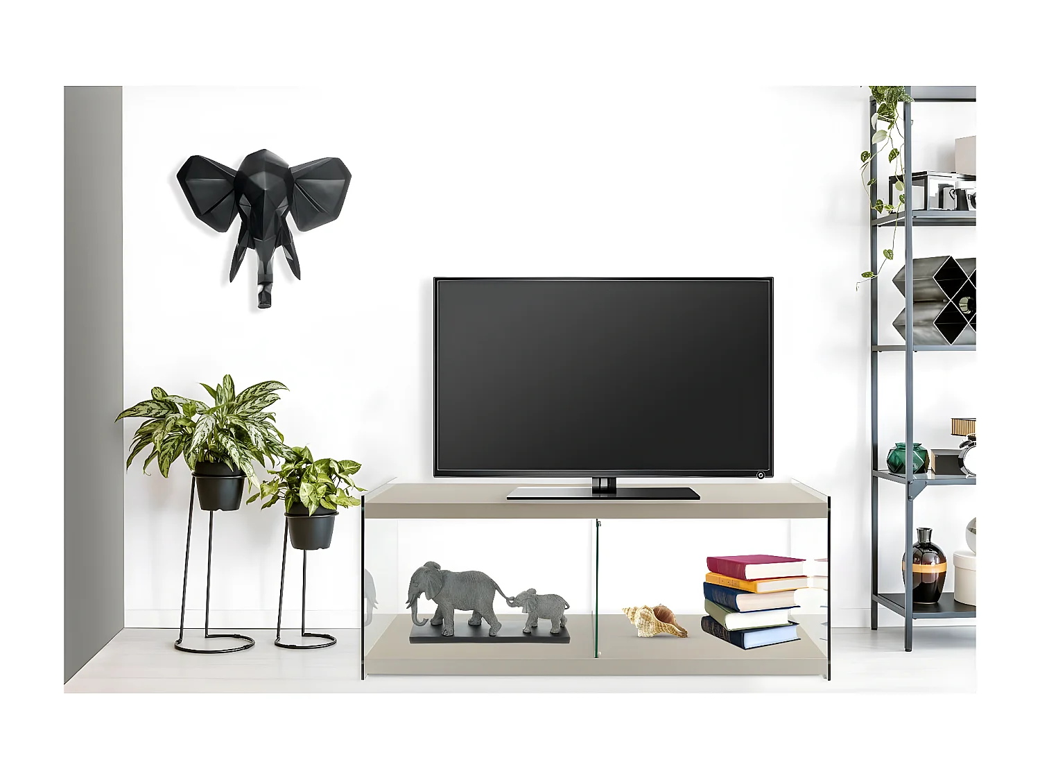 Meuble TV Design "Elementary" 120cm Argent