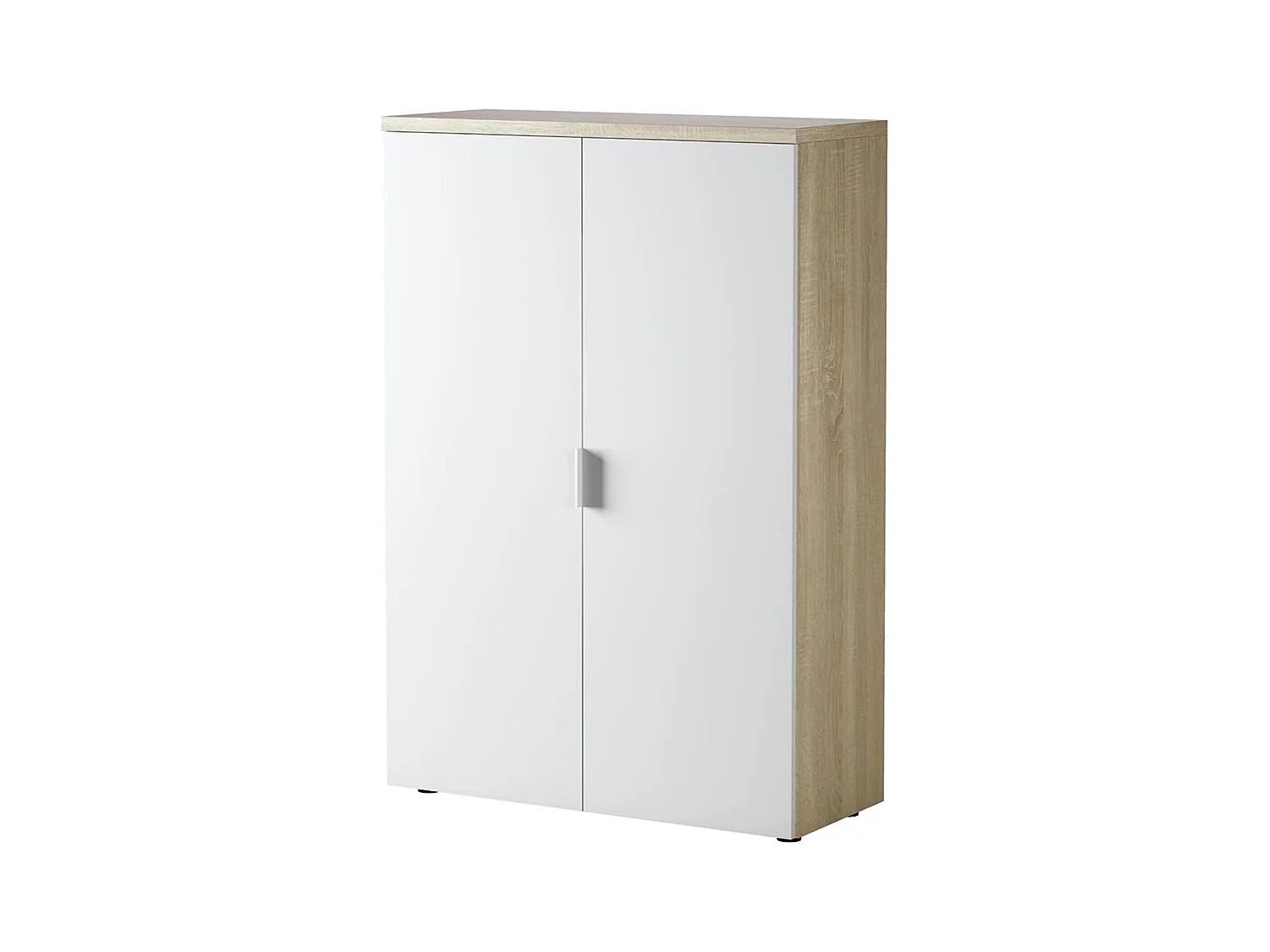 Armoire polyvalente Dlupp, Armoire polyvalente avec 2 portes, Armoire à chaussures avec 3 étagères, Étagère à chaussures moderne, 80x33h119 cm, Chêne et Blanc
