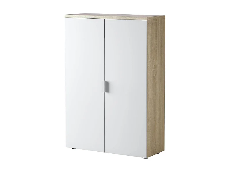Armoire polyvalente Dlupp, Armoire polyvalente avec 2 portes, Armoire à chaussures avec 3 étagères, Étagère à chaussures moderne, 80x33h119 cm, Chêne et Blanc
