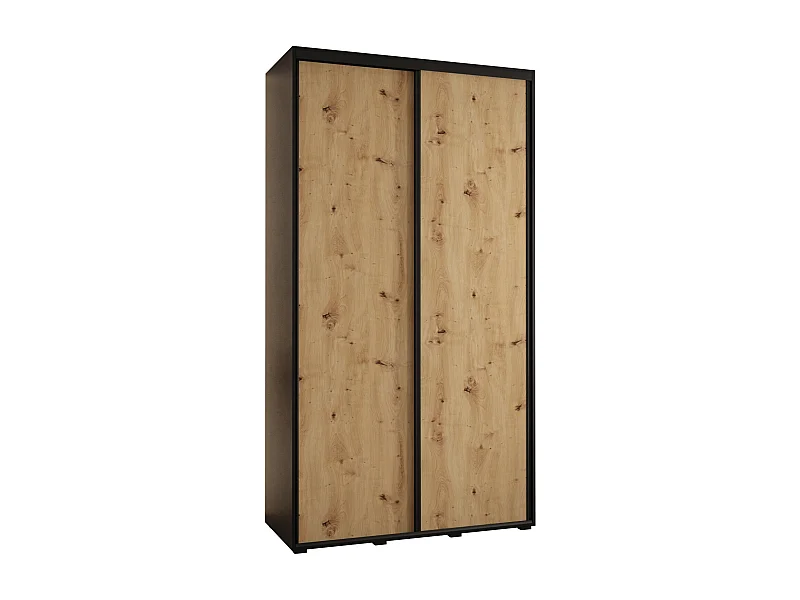 ARMOIRE DAVOS 1 À PORTES COULISSANTES 235,2/130/60 2 portes (Noir/Artisan/Noir)