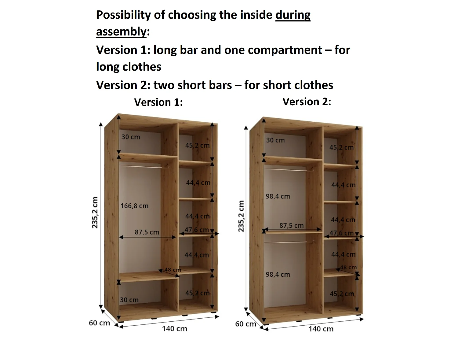 DAVOS 1 KLEDINGKAST MET SCHUIFDEUREN 235,2/140/60 2 deuren (Zwart/Zwart/Zwart)