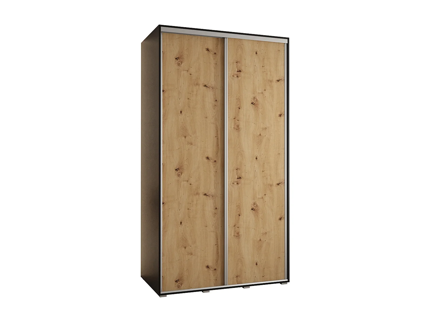 ARMOIRE DAVOS 1 À PORTES COULISSANTES 235,2/140/45 2 portes (Noir/Artisan/Argent)