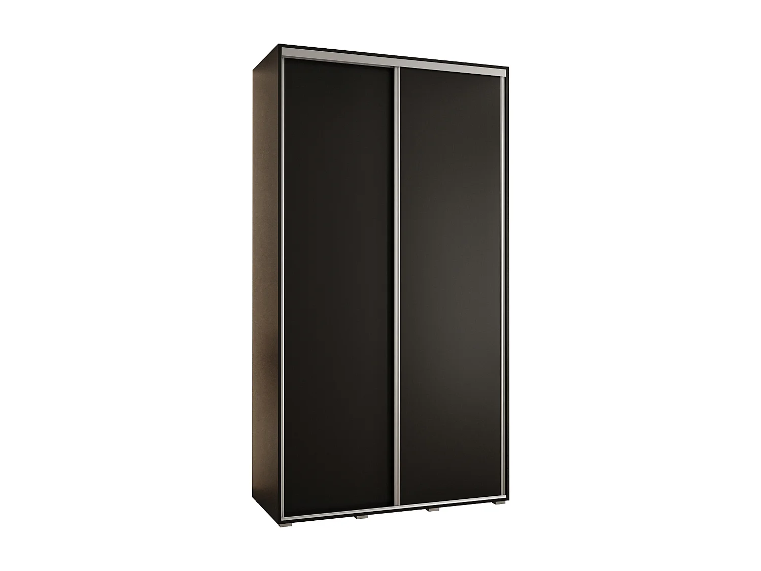 ARMOIRE DAVOS 1 À PORTES COULISSANTES 235,2/140/60 2 portes (Noir/Noir/Argent)