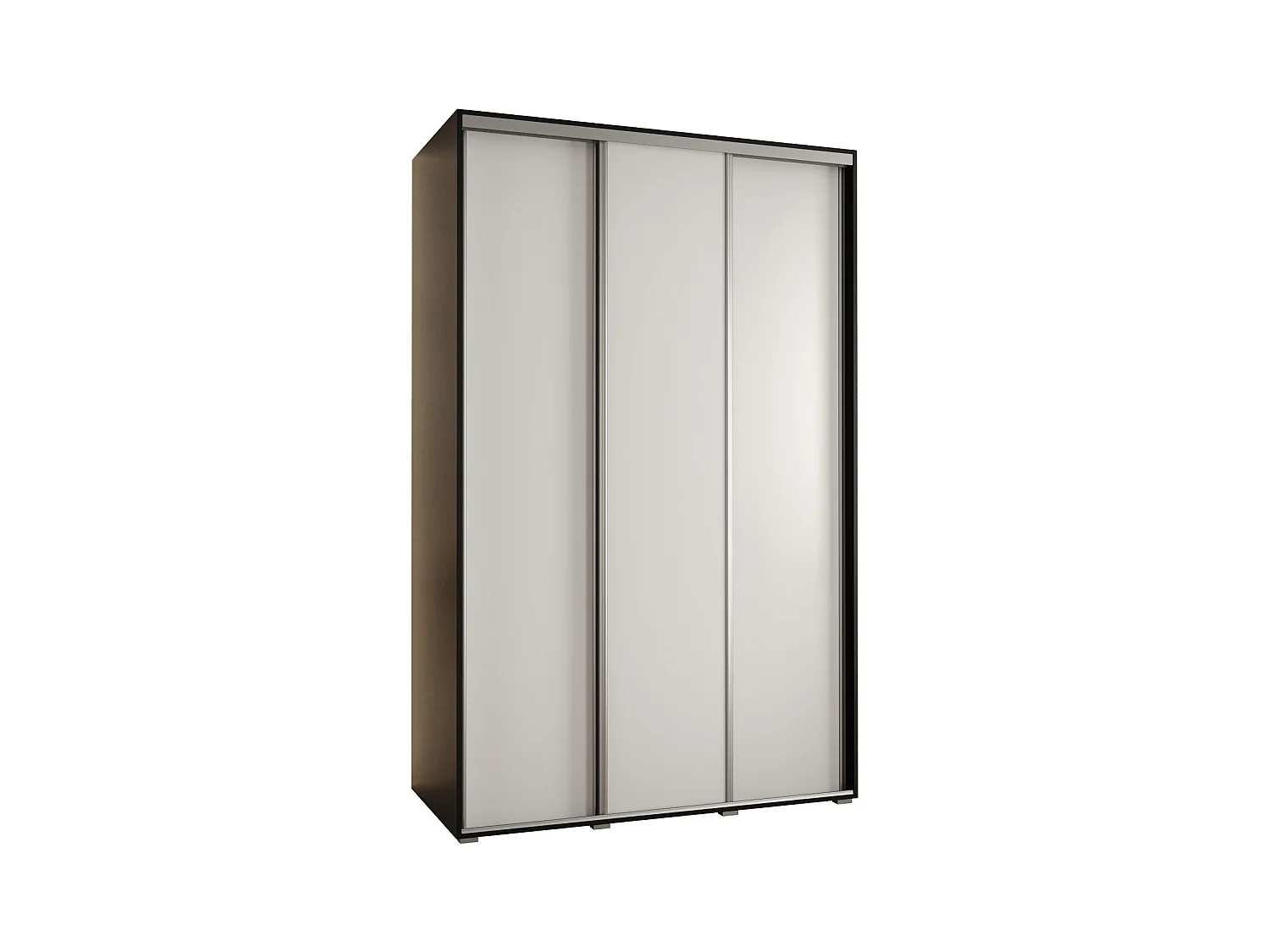ARMOIRE DAVOS 1 À PORTES COULISSANTES 235,2/150/60 3 portes (Noir/Blanc/Argent)