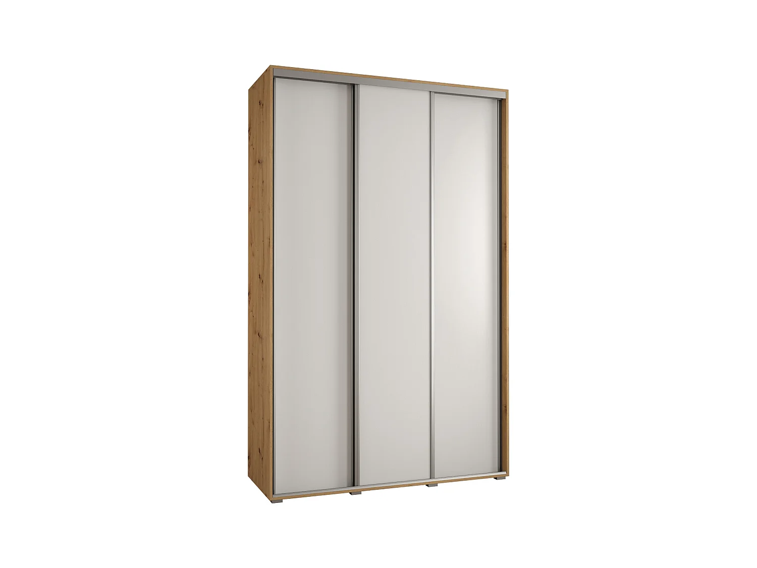 ARMOIRE DAVOS 1 À PORTES COULISSANTES 235,2/150/60 3 portes (Artisan/Blanc/Argent)