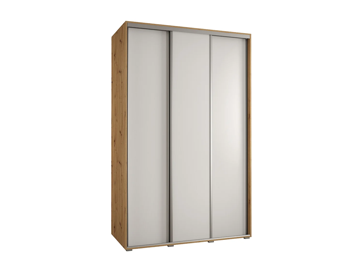 ARMOIRE DAVOS 1 À PORTES COULISSANTES 235,2/150/45 3 portes (Artisan/Blanc/Argent)
