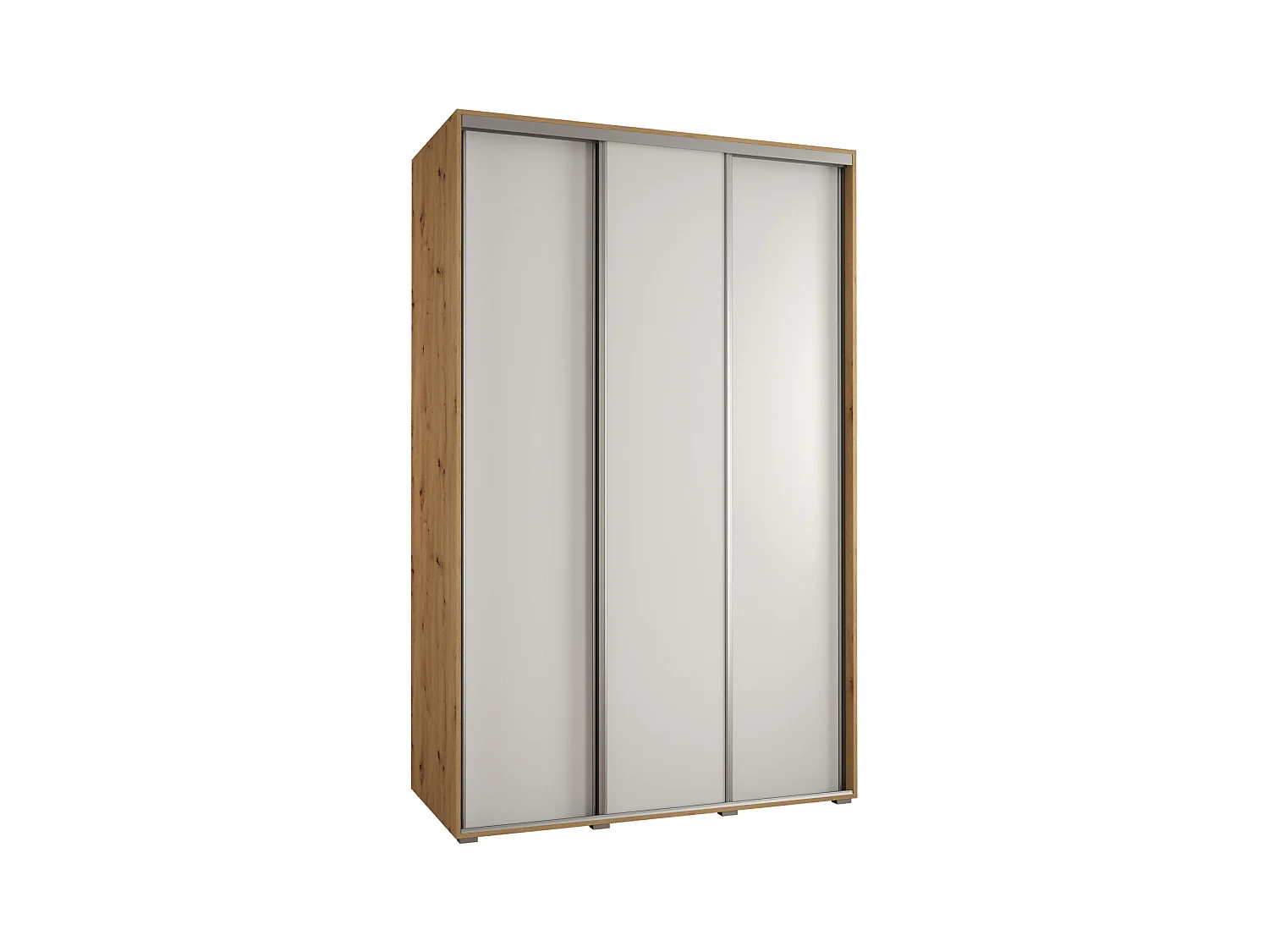 ARMOIRE DAVOS 1 À PORTES COULISSANTES 235,2/150/45 3 portes (Artisan/Blanc/Argent)