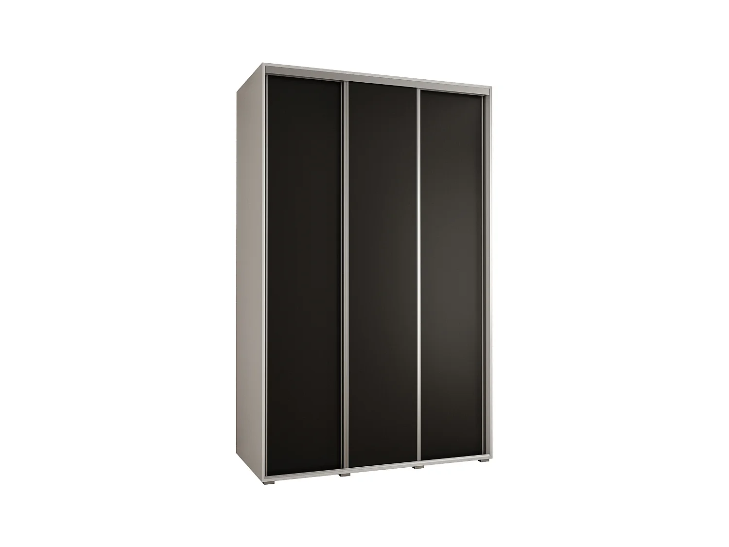 ARMOIRE DAVOS 1 À PORTES COULISSANTES 235,2/150/45 3 portes (Blanc/Noir/Argent)