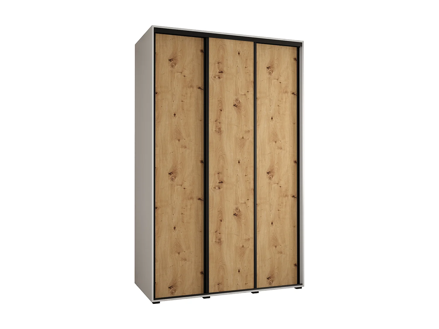 ARMOIRE DAVOS 1 À PORTES COULISSANTES 235,2/150/60 3 portes (Blanc/Artisan/Noir)