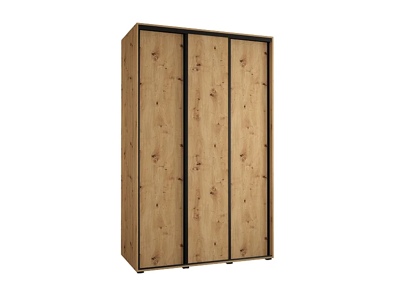 ARMOIRE DAVOS 1 À PORTES COULISSANTES 235,2/150/60 3 portes (Artisan/Artisan/Noir)