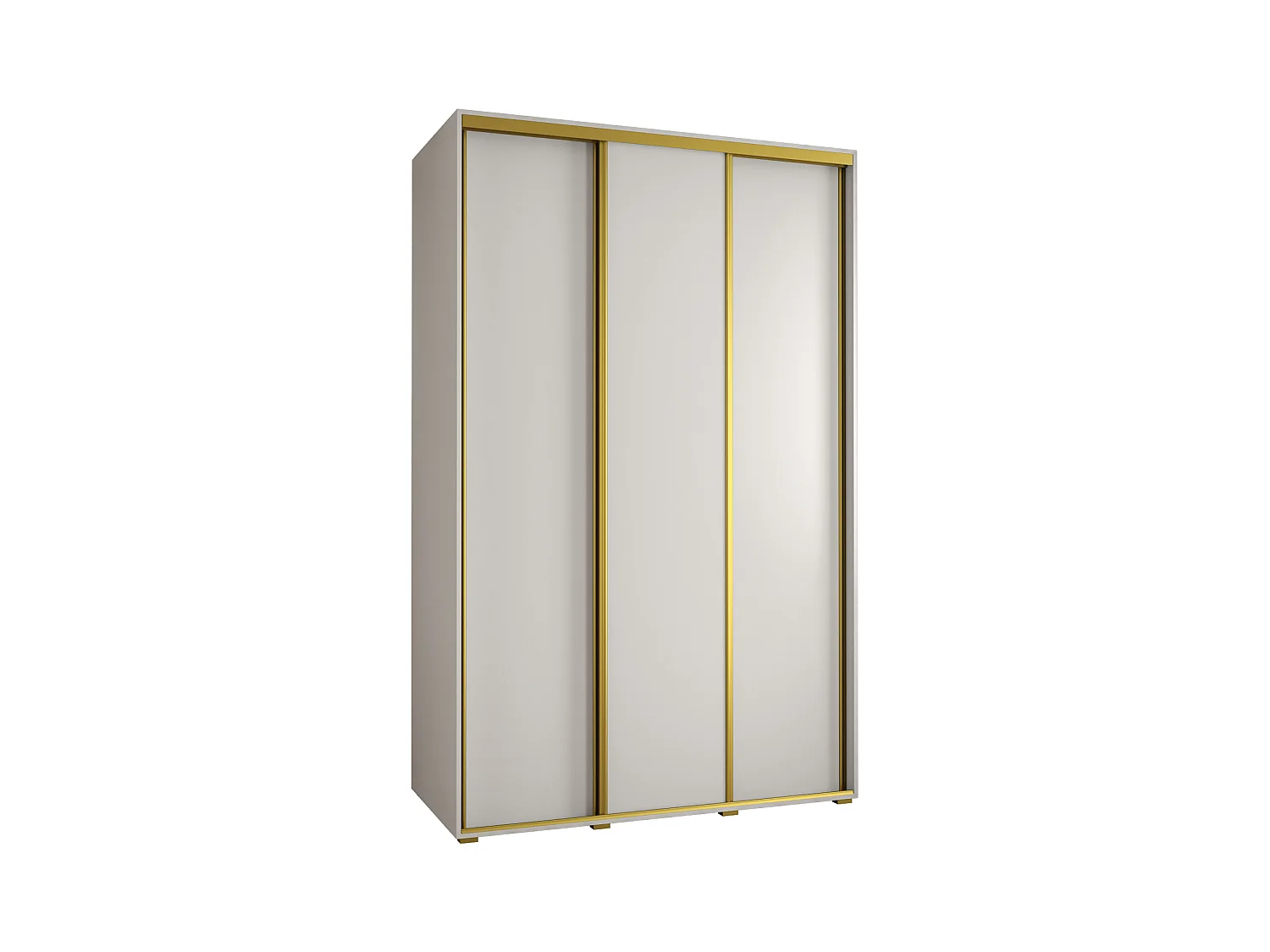 ARMOIRE DAVOS 1 À PORTES COULISSANTES 235,2/150/60 3 portes (Blanc/Blanc/Or)