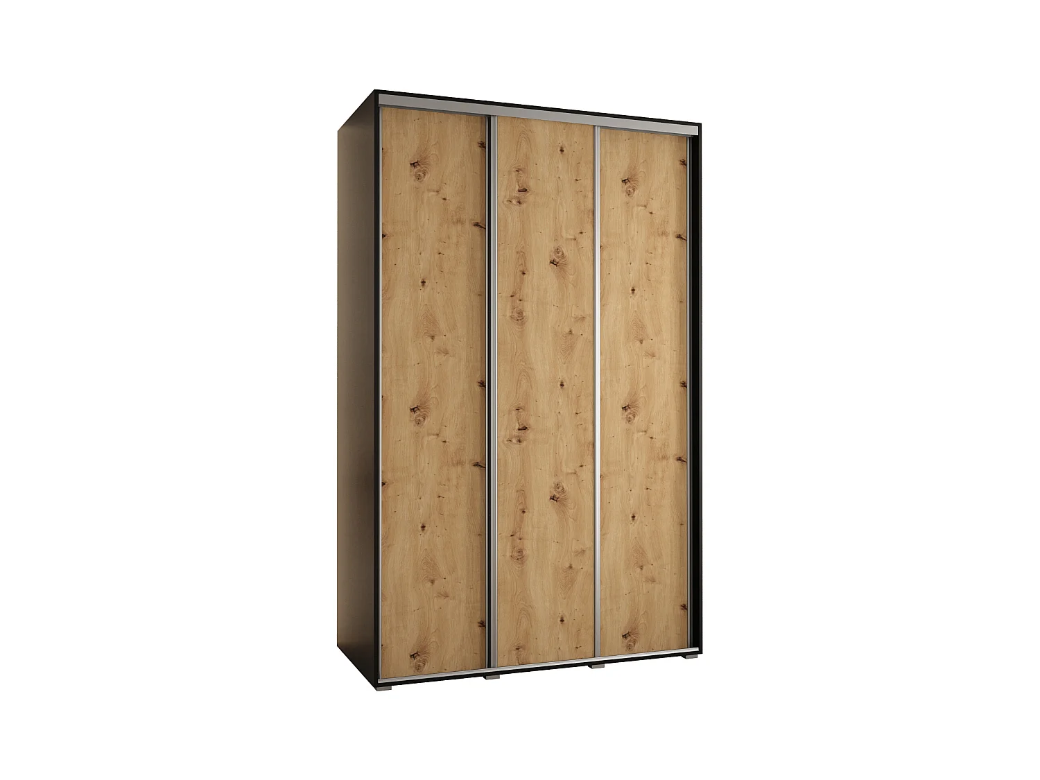 ARMOIRE DAVOS 1 À PORTES COULISSANTES 235,2/150/45 3 portes (Noir/Artisan/Argent)