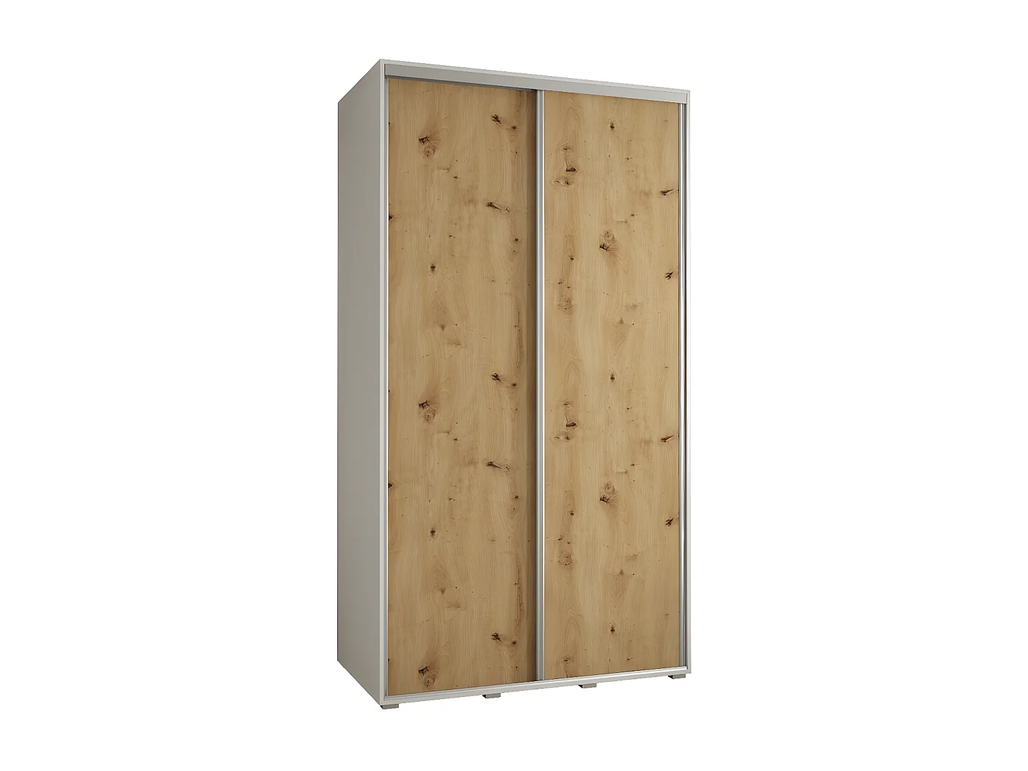 ARMOIRE DAVOS 1 À PORTES COULISSANTES 235,2/130/45 2 portes (Blanc/Artisan/Argent)