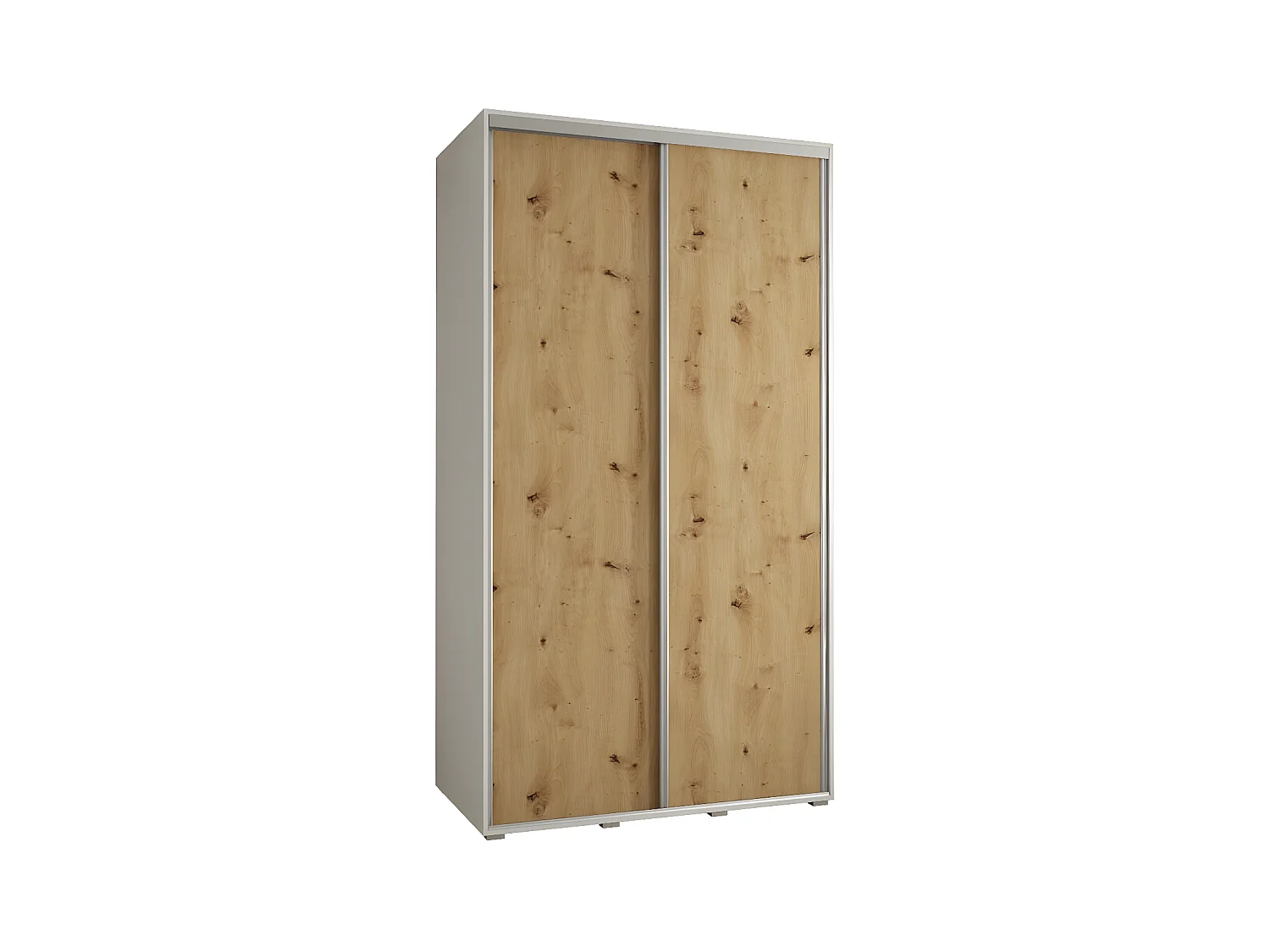 ARMOIRE DAVOS 1 À PORTES COULISSANTES 235,2/130/45 2 portes (Blanc/Artisan/Argent)