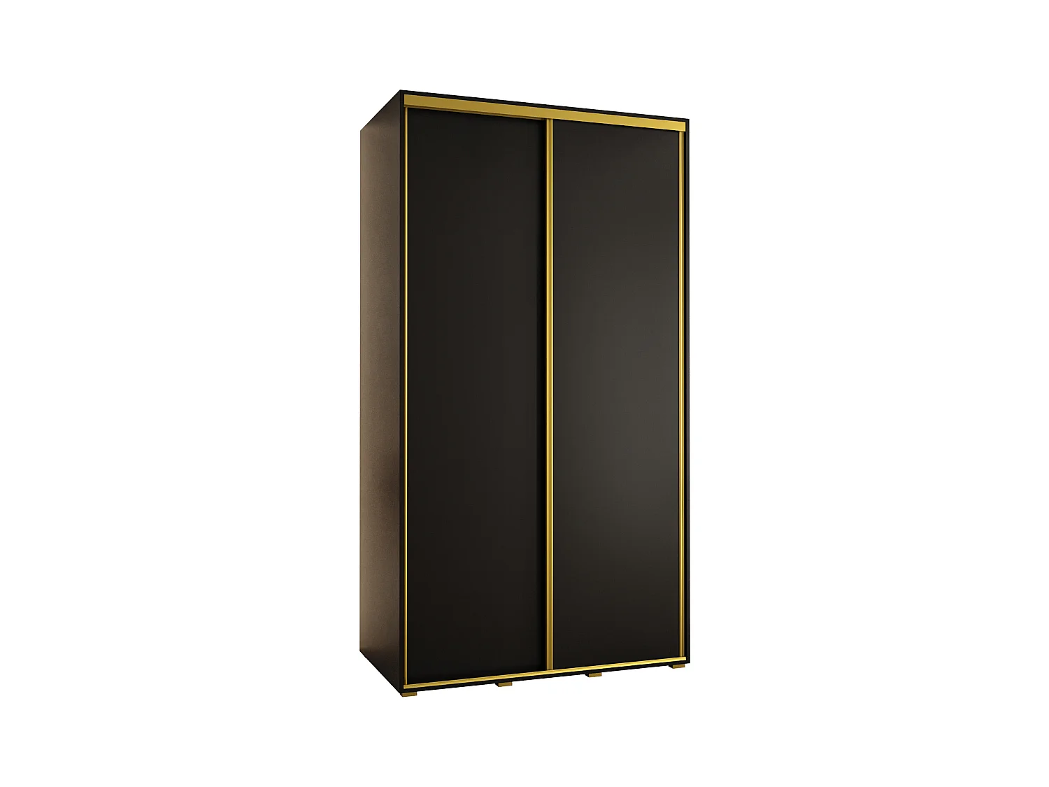 SCHWEBETÜRENSCHRANK DAVOS 1 235,2/140/60 2-türig (Schwarz/Schwarz/Gold)