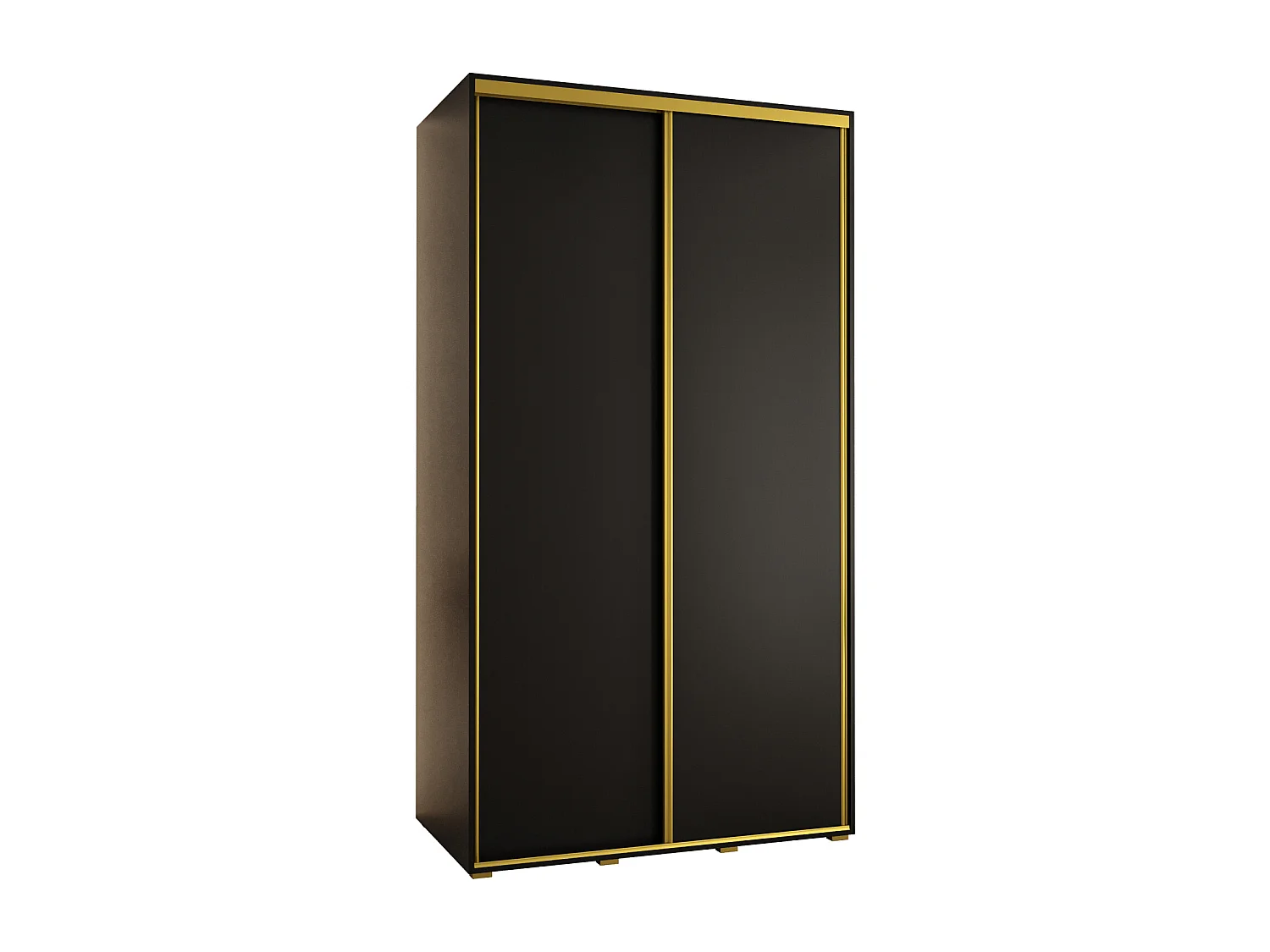 ARMOIRE DAVOS 1 À PORTES COULISSANTES 235,2/140/60 2 portes (Noir/Noir/Or)