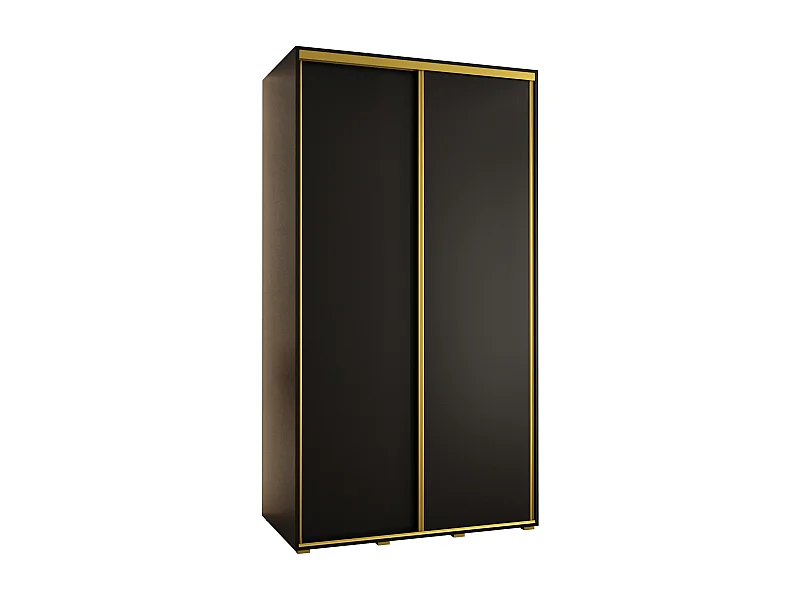 ARMOIRE DAVOS 1 À PORTES COULISSANTES 235,2/140/60 2 portes (Noir/Noir/Or)
